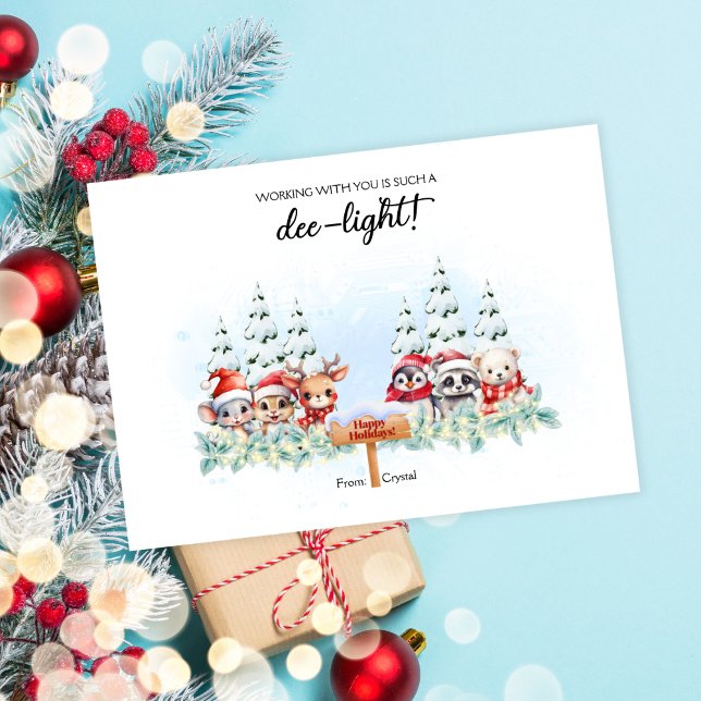  Woodland Co-Worker Holiday Card (A charming woodland winter-themed Christmas card that's perfect for your coworkers.)