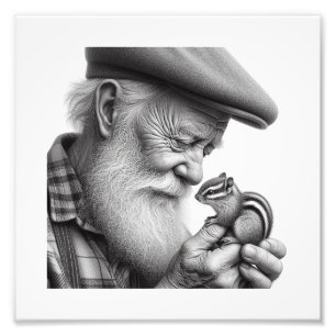 Woodland Companions Old Man with Chipmunk Wall Art