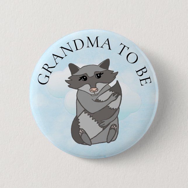 Woodland Creature Grandma to be Baby Shower button (Front)