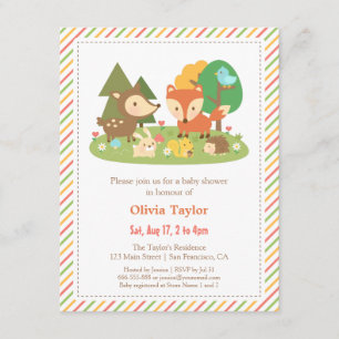 Woodland Creatures Animal Baby Shower Invitation