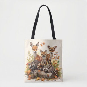 Woodland Creatures, Autumn Fall Tote Bag