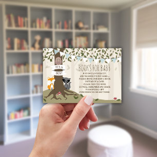 Woodland Creatures Baby Boy Book Request Enclosure Card