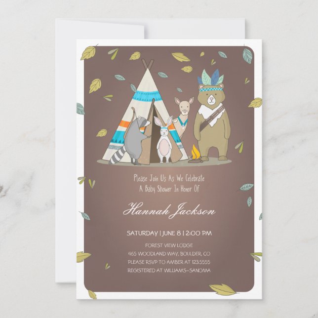 Woodland Creatures Baby Shower Invitation (Front)