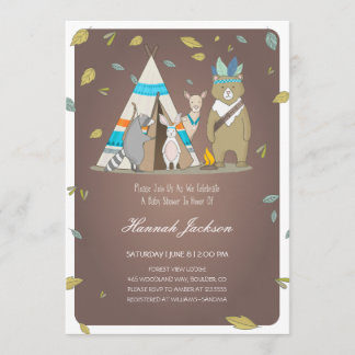 Woodland Creatures Baby Shower Invitation
