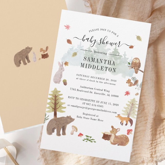 Woodland Creatures Baby Shower Invitation Stationery (Woodland Creatures Baby Shower Invitation Stationery)