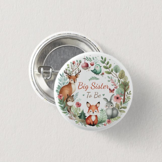 Woodland Creatures | Big Sister To Be Woodland 3 Cm Round Badge (Front & Back)