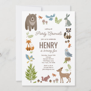 Woodland Creatures Birthday Invitation boho