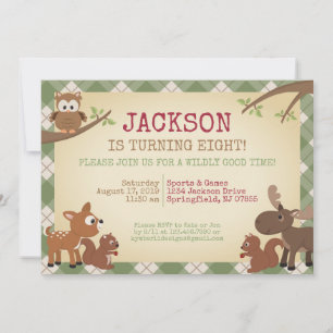 Woodland Creatures Birthday Party Invitation