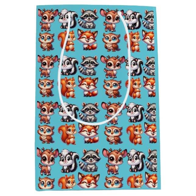 Woodland Creatures Boy's Baby Shower Medium Gift Bag (Front)