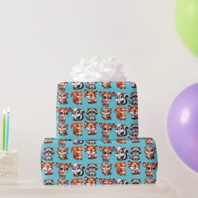 Woodland Creatures Boy's Baby Shower Wrapping Paper (Party Gifts)