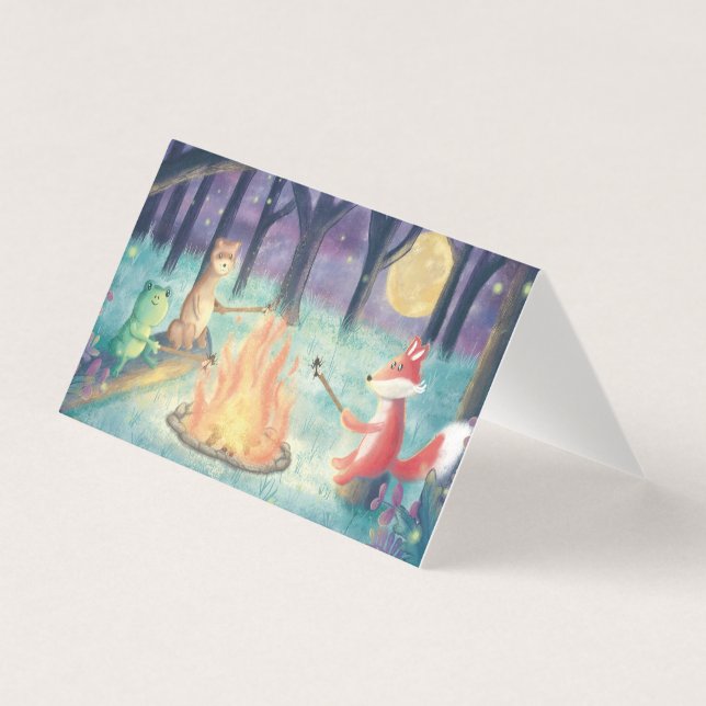 Woodland creatures campfire greeting card (Front)
