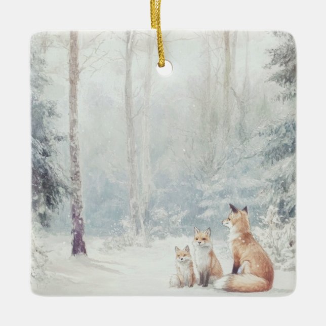 Woodland Creatures Ceramic Ornament (Front)