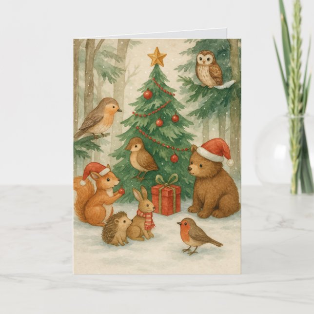 Woodland Creatures Custom Christmas Card (Front)