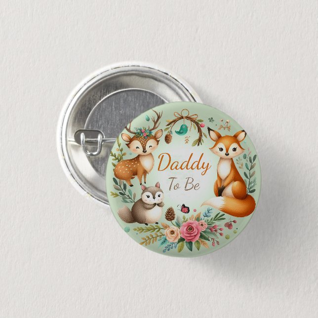 Woodland Creatures | Daddy To Be Woodland Whimsy 3 Cm Round Badge (Front & Back)