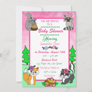 Woodland Creatures Forest Animals Baby Shower   Invitation