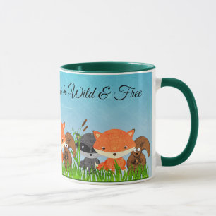 Woodland Creatures Fox Racoon Squirrel Coffee Mug