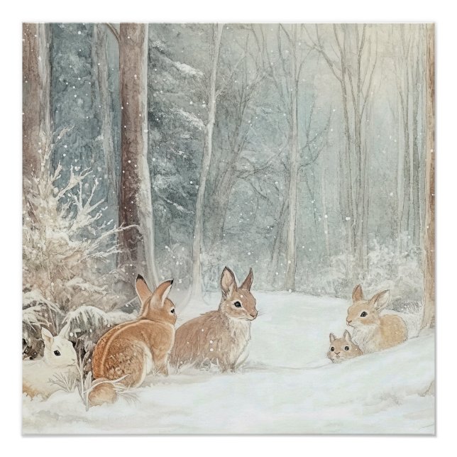 Woodland Creatures Rabbits Poster (Front)