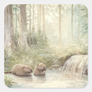 Woodland Creatures Square Sticker