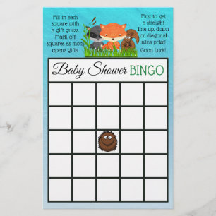Woodland Creatures  themed baby shower games Flyer