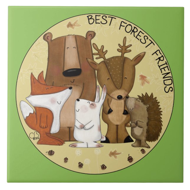 Woodland Crew-Best Forest Friends/ Individual Ceramic Tile (Front)