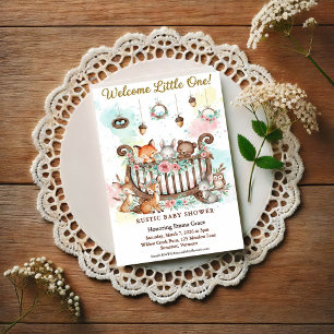 Woodland Crib Welcome Little One Baby Shower Invitation