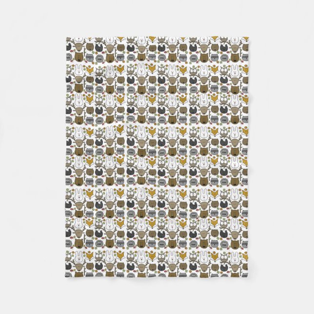Woodland Critters-Best Forest Friends Fleece Blanket (Front)