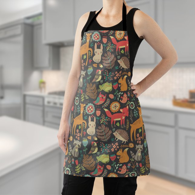 Woodland Critters Folk Art Apron (Creator Uploaded)