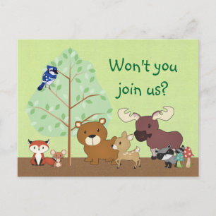 Woodland Critters Invitation POSTCARD