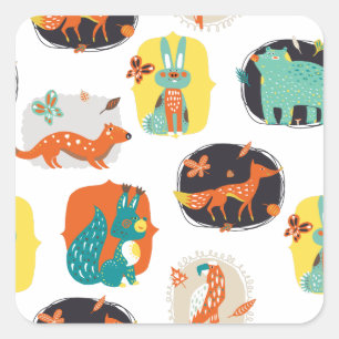 Woodland Critters Square Sticker