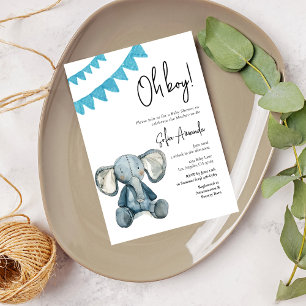 Woodland Cute Animal Elephant Baby Shower Invitation