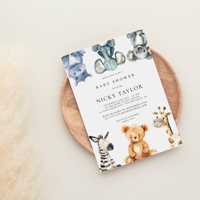 Woodland Cute Animal Frame Baby Shower Invitation (Creator Uploaded)