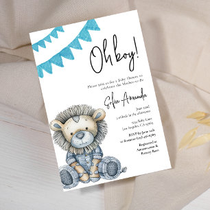 Woodland Cute Animal Lion Baby Shower Invitation