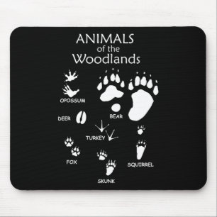 Woodland Cute Animal Paw Print Mouse Pad