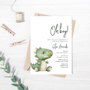 Woodland Cute Animal Stegosaurus Baby Shower Invitation