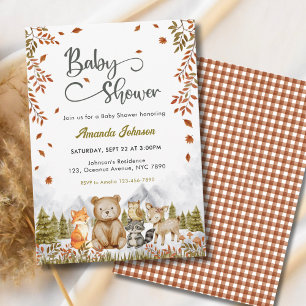 Woodland Cute Animals Baby Shower Invitation