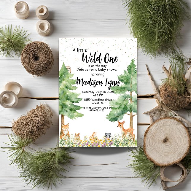 Woodland cute animals fox wild one baby shower  invitation (Creator Uploaded)