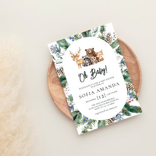 Woodland Cute Animals Frame Baby Shower Invitation