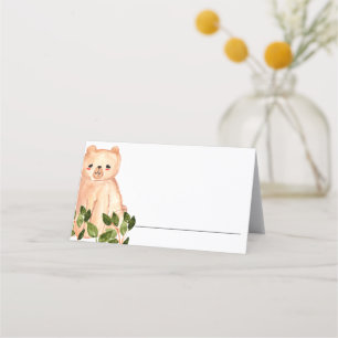 Woodland cute baby bear floral place card