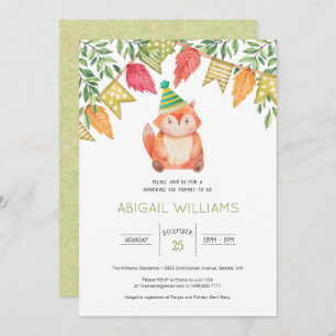 Woodland Cute Baby Fox Baby Shower Invitation