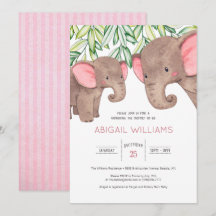 Woodland Cute Baby & Mother Elephant Baby Shower I