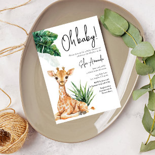 Woodland Cute Giraffe Safari Baby Shower Invitation