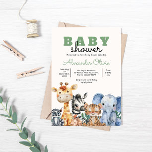 Woodland Cute Safari Baby Shower Invitation