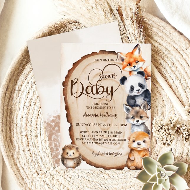 Woodland Cute Stuffed Animals Baby Shower  Invitation (Creator Uploaded)