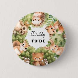 Woodland Daddy To Be Baby Boy Shower 6 Cm Round Badge