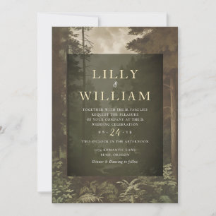 Woodland Dark Forest Moody River Wedding Invitation