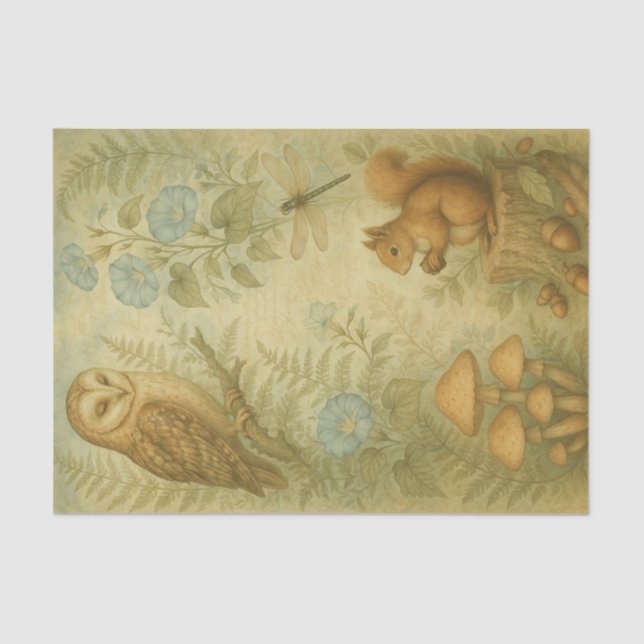 Woodland Dawn Vintage Tissue Paper – Decoupage (Front)