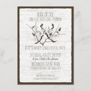 Woodland Deer and Birch Gender Reveal Invitation