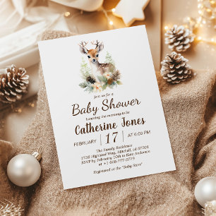 Woodland Deer Animal Baby Shower Invitation