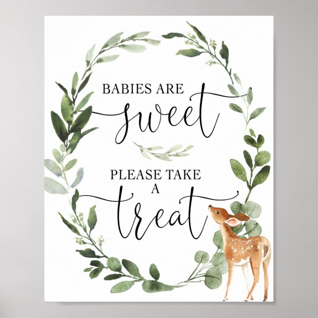 Woodland Deer Babies are sweet please take treat  Poster (Front)