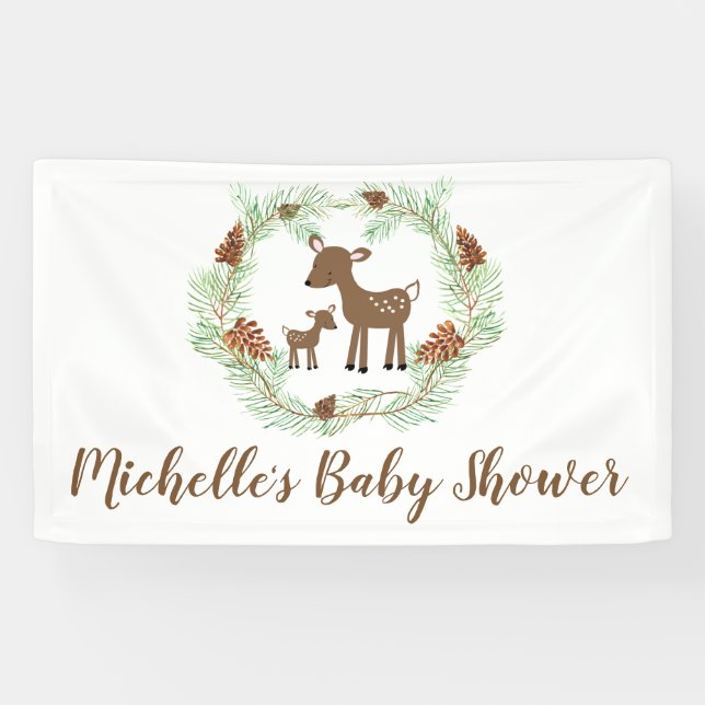 Woodland Deer Baby Shower Custom Indoor Banner (Horizontal)
